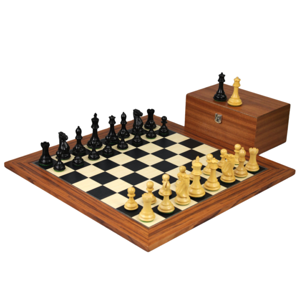 Palisander-Schachset 20 Zoll mit Gewichteten Ebonisierten Morphy Professional Staunton Schachfiguren 3,75 Zoll