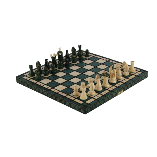 Art Deco Green Foldable Chess Set 14 Zoll