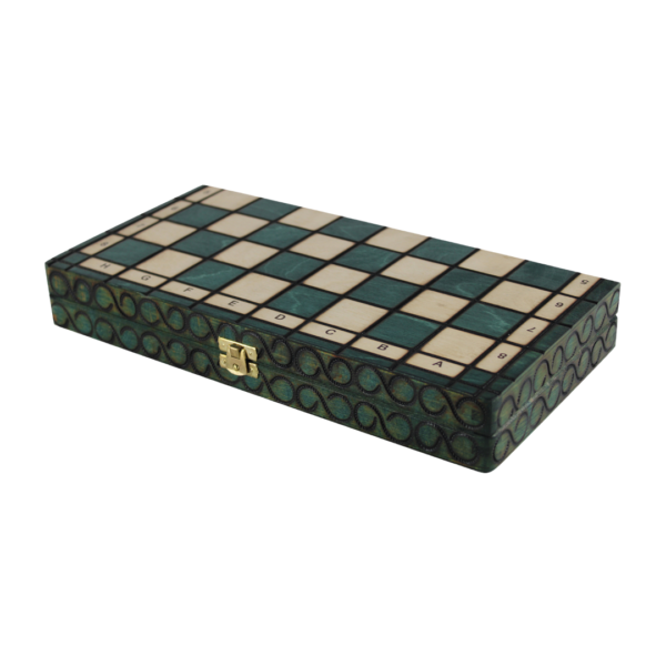 Art Deco Green Foldable Chess Set 14 Zoll - Image 3
