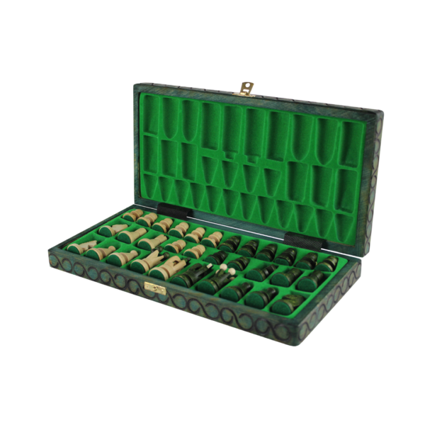 Art Deco Green Foldable Chess Set 14 Zoll - Image 4