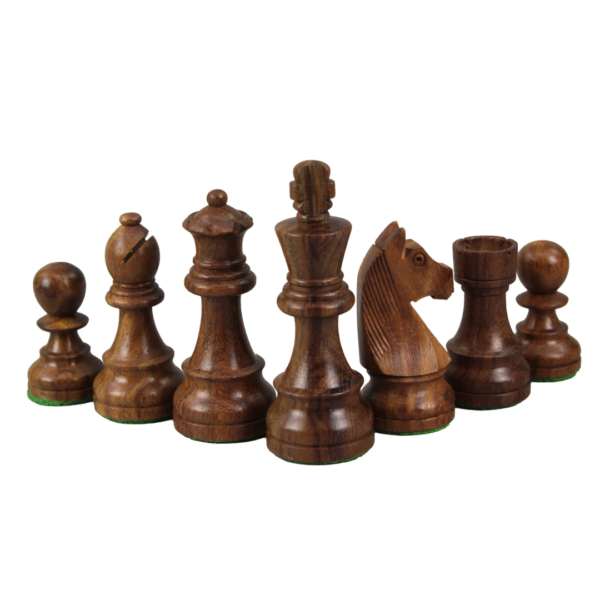 Rosenholz-Schachspiel 20 Zoll mit flachem Helena-Perlmuttbrett und gewichteten deutschen Staunton-Schachfiguren aus Sheesham 3,75 Zoll - Image 8
