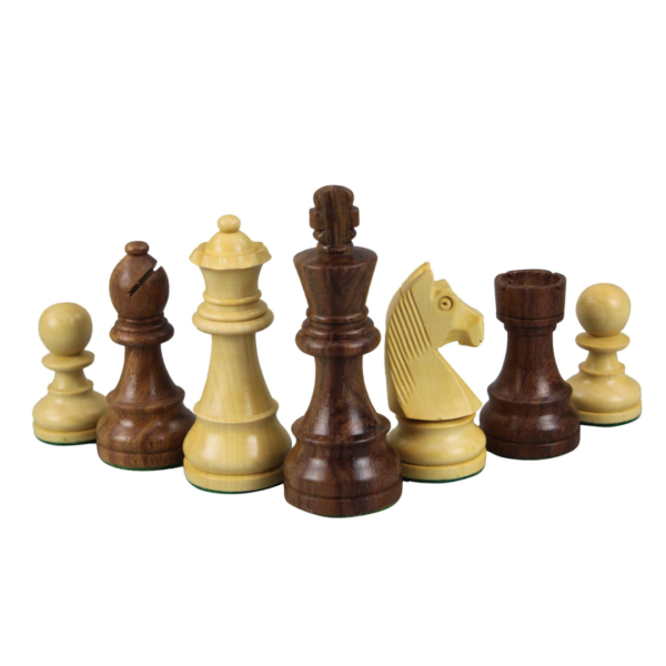 Rosenholz-Schachspiel 20 Zoll mit flachem Helena-Perlmuttbrett und gewichteten deutschen Staunton-Schachfiguren aus Sheesham 3,75 Zoll - Image 6