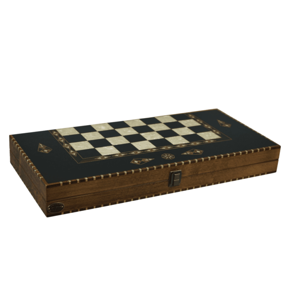 Helena Landliches Ebenholz Schach- & Backgammon-Set mit ebonisierten franzosischen Staunton-Schachfiguren 20 Zoll - Image 4