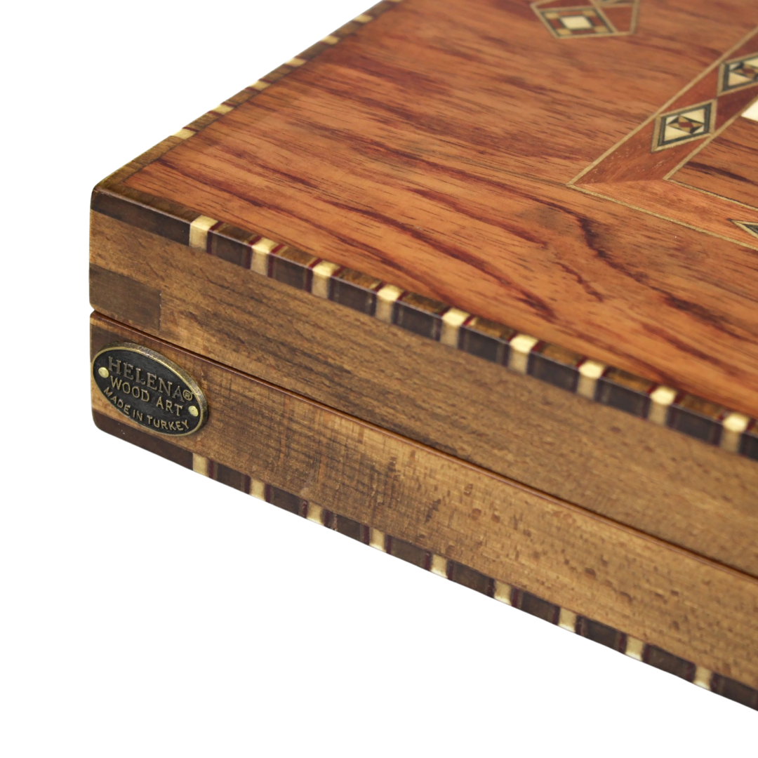 Helena landliches Rosenholz-Schach- & Backgammon-Set mit Ebonisiert German Staunton Schachfiguren 20 Zoll – Bild 7