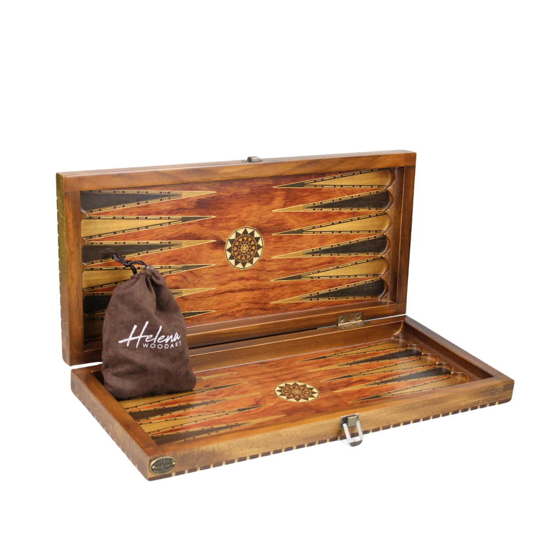 Helena landliches Rosenholz-Schach- & Backgammon-Set mit Ebonisiert German Staunton Schachfiguren 20 Zoll – Bild 4