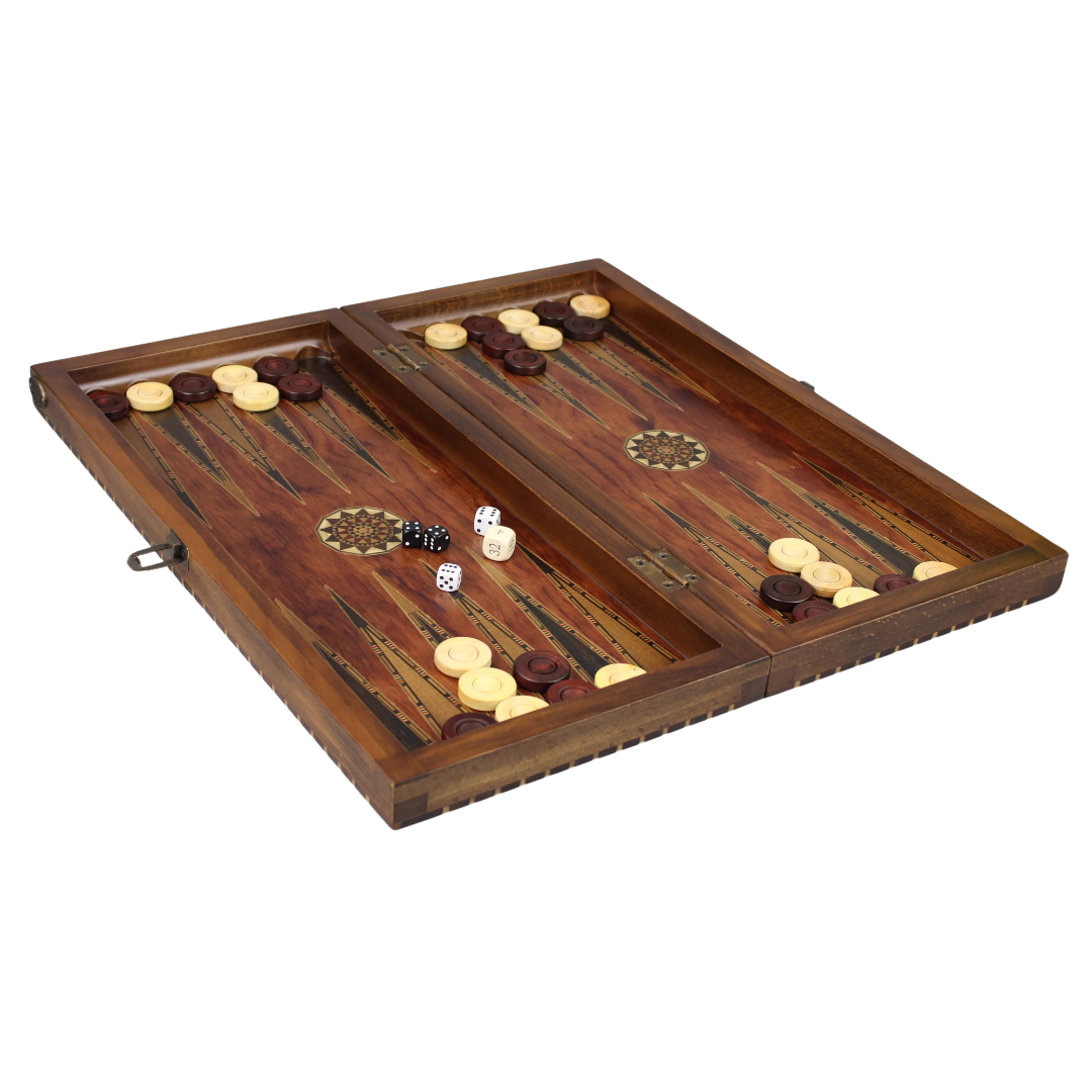 Helena landliches Rosenholz-Schach- & Backgammon-Set mit Ebonisiert German Staunton Schachfiguren 20 Zoll – Bild 5