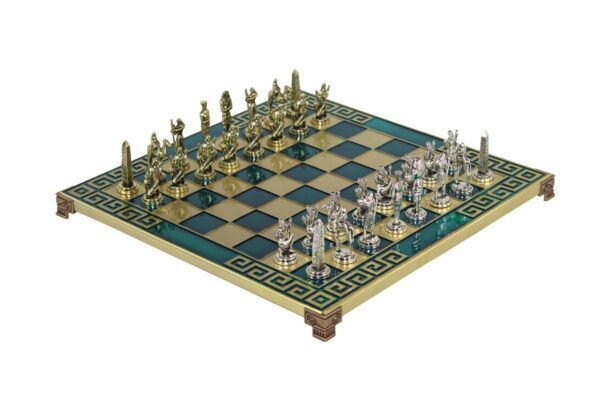 Blaues Metallschach-Set mit agyptischen Schachfiguren 11 Zoll - Image 2