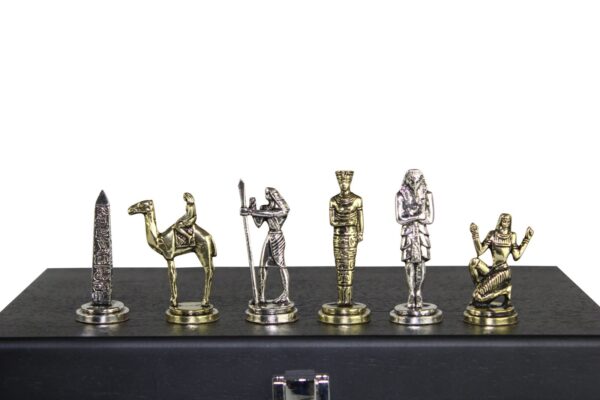 Blaues Metallschach-Set mit agyptischen Schachfiguren 11 Zoll - Image 3
