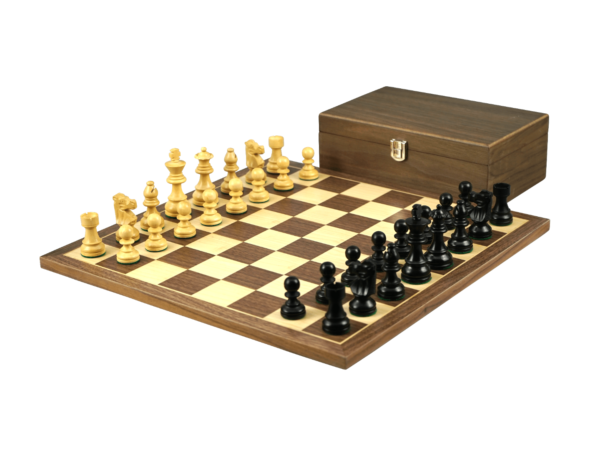 Walnuss Schachspiel 16 Zoll mit gewichteten ebonisierten franzosischen Ritter Schachfiguren 3 Zoll