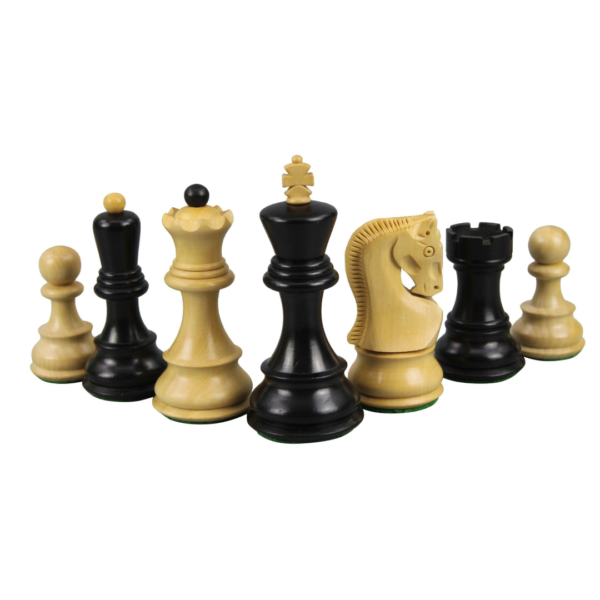 Ebony-Schachset 20 Zoll mit Helena Flachschachbrett und gewichteten ebonisierten Zagreb Staunton-Schachfiguren 3,75 Zoll - Image 6