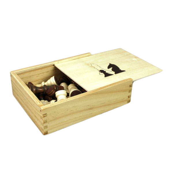 Mahagoni-Schachset mit Schachfiguren und Schachbox 14 Zoll - Image 4
