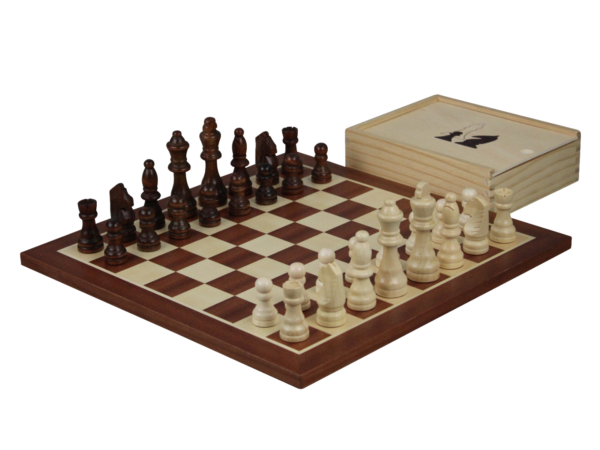 Mahagoni-Schachset mit Schachfiguren und Schachbox 14 Zoll