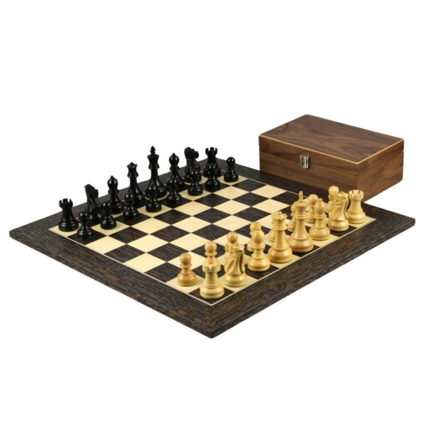 Tiger-Ebenholz-Schachset 20 Zoll mit gewichteten ebonisierten Staunton Reykjavik Schachfiguren 3,75 Zoll