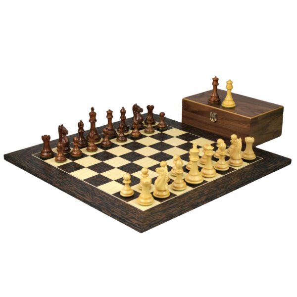 Tiger Ebony Schachset 20 Zoll mit Gewichteten Sheesham Staunton Fierce Knight (Queen's Gambit) Figuren 3,75 Zoll