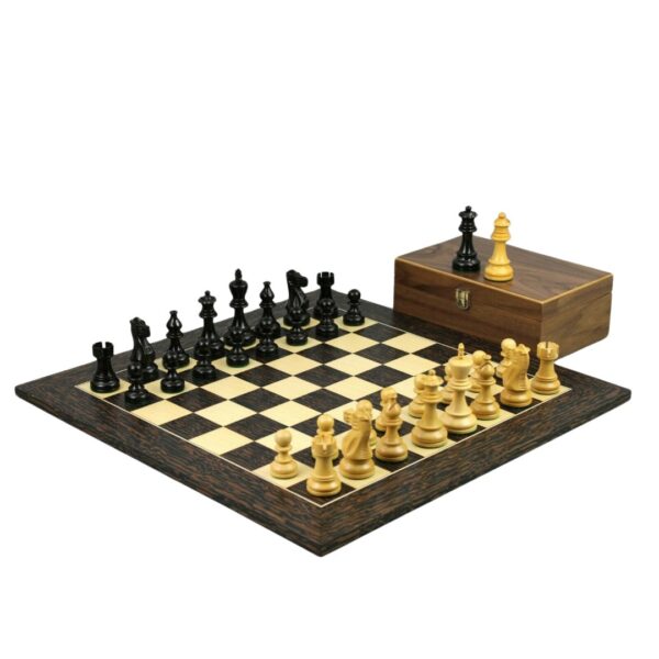 Tiger Ebenholz Schachspiel 20 Zoll mit Gewichteten Ebonisierten Klassischen Staunton Schachfiguren 3,75 Zoll