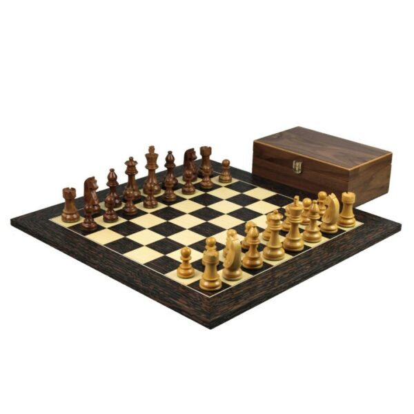 Tiger-Ebenholz-Schachspiel 20 Zoll mit gewichteten Sheesham Deutsche Staunton Schachfiguren 3,75 Zoll