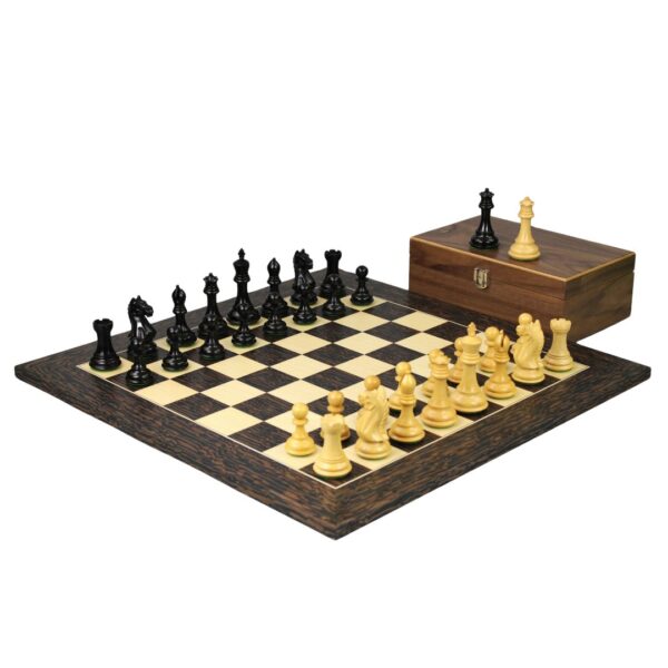 Tiger Ebony Schachset 20 Zoll mit Gewichteten Ebonisierten Staunton Fierce Knight (Queens Gambit) Schachfiguren 3,75 Zoll