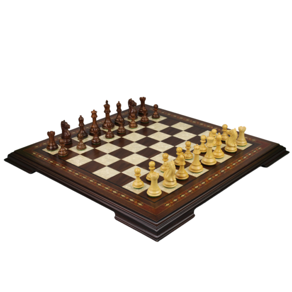Walnuss-Schachset 20 Zoll mit Helena-Schachbrett und gewichteten Sheesham Fierce Knight (Queens Gambit) Staunton Schachfiguren 3,75 Zoll – Bild 2