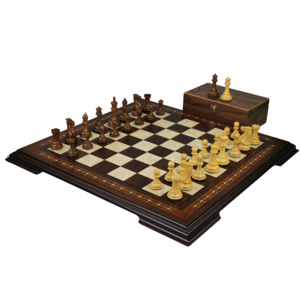 Walnuss-Schachset 20 Zoll mit Helena-Schachbrett und gewichteten Sheesham Morphy Professional Staunton Schachfiguren 3,75 Zoll