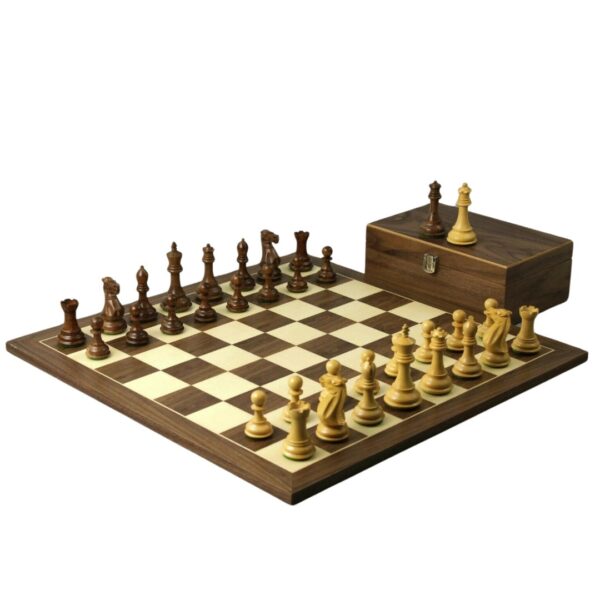 Walnut Schachset 20 Zoll mit gewichteten Sheesham Morphy Professional Staunton Schachfiguren 3,75 Zoll