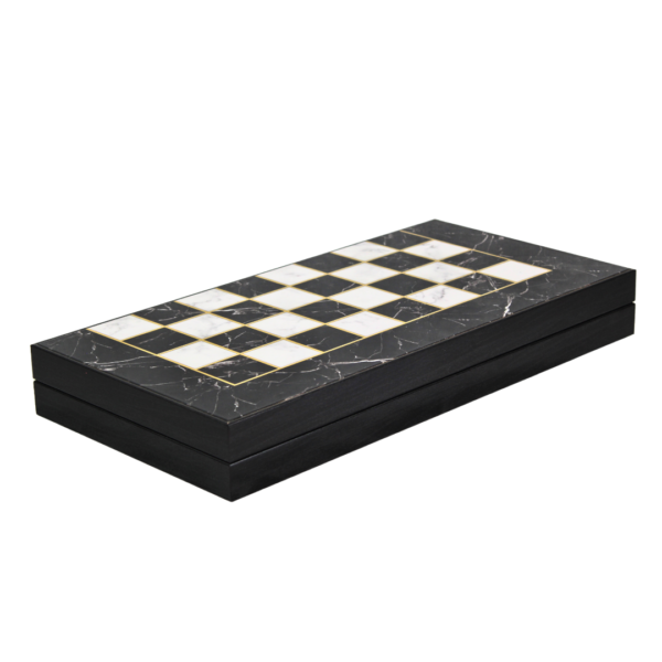 Holz Schwarz Marmor Design Backgammon Set - 19 Zoll