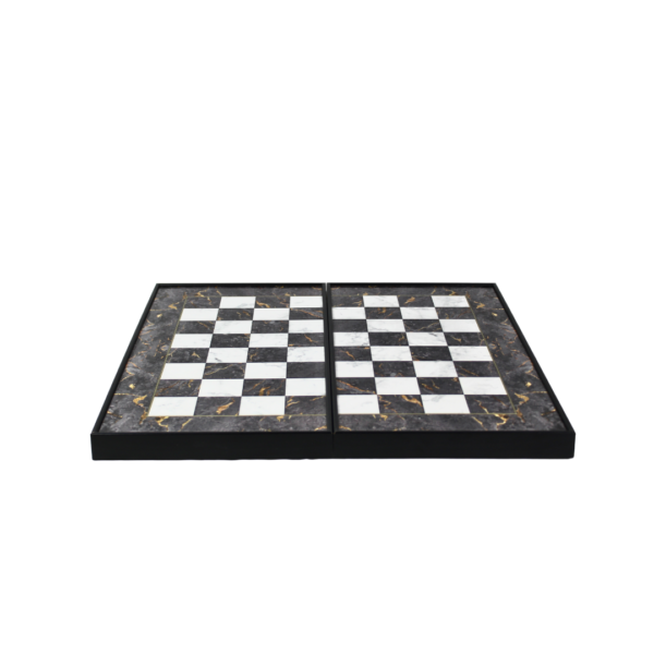 Holz Grau Marmor Design Backgammon Set - 19 Zoll - Image 3