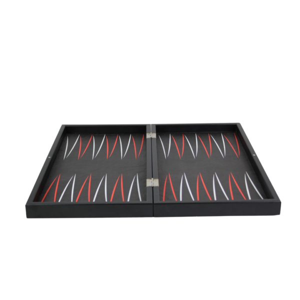 Kunstleder-Midnight-Schwarz-Design-Backgammon-Set 19 Zoll - Image 4