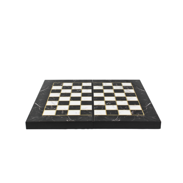 Holz Schwarz Marmor Design Schach & Backgammon Set - 19 Zoll – Bild 4