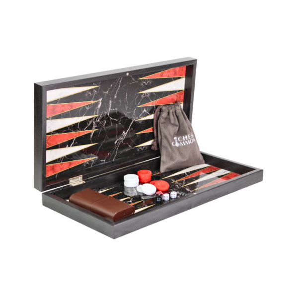 Holz Schwarz Marmor Design Schach & Backgammon Set - 19 Zoll – Bild 2