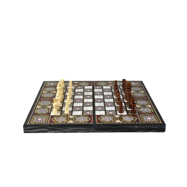 Holz Mother-of-Pearl-Design Schach & Backgammon-Set 20 Zoll