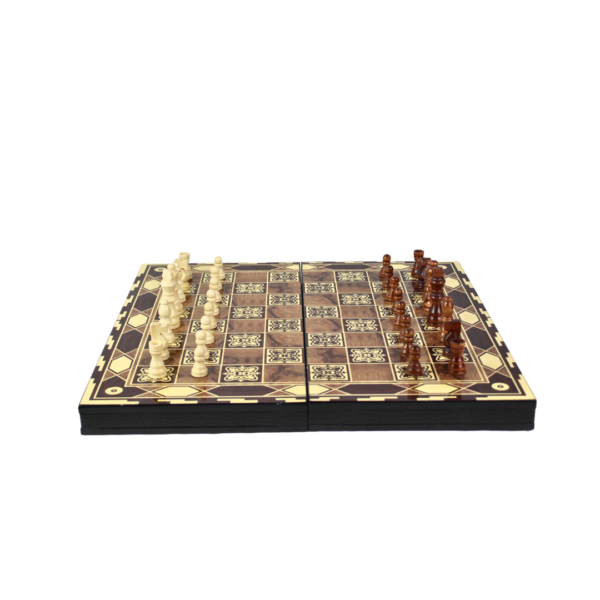 Holz-Motiv-Design Schach- und Backgammon-Set 20 Zoll