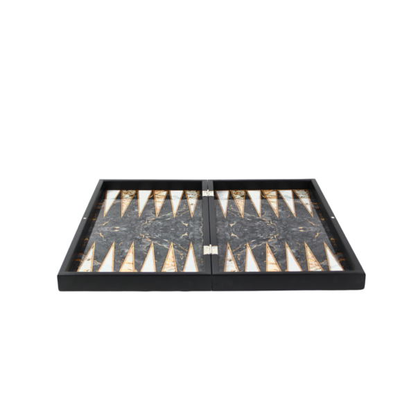 Holz Grau Marmor Design Schach & Backgammon Set - 19 Zoll – Bild 5