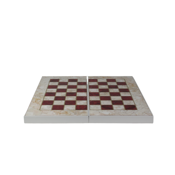 Holz-Set im roten Marmor-Design fur Schach & Backgammon 19 Zoll – Bild 2