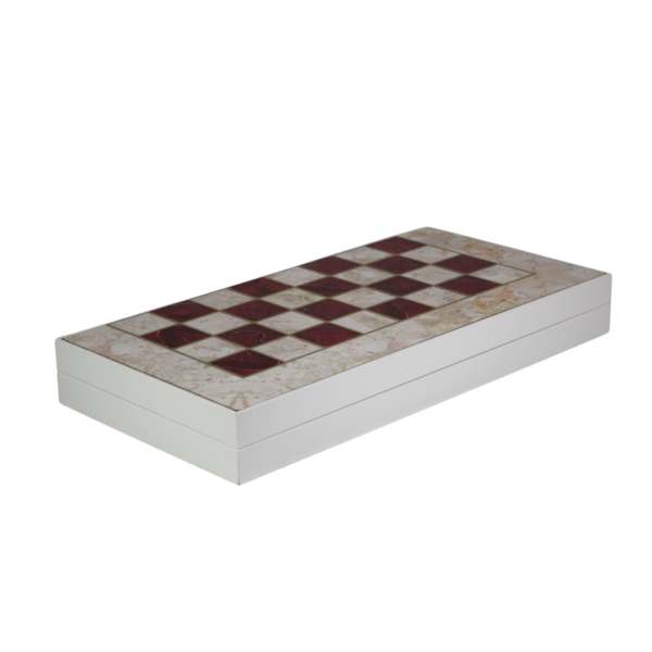Holz-Set im roten Marmor-Design fur Schach & Backgammon 19 Zoll – Bild 4