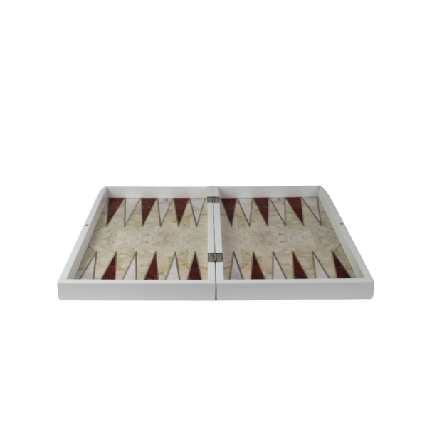 Holz-Set im roten Marmor-Design fur Schach & Backgammon 19 Zoll – Bild 3