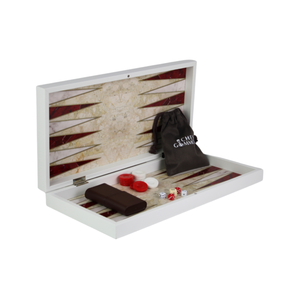 Holz-Set im roten Marmor-Design fur Schach & Backgammon 19 Zoll – Bild 5