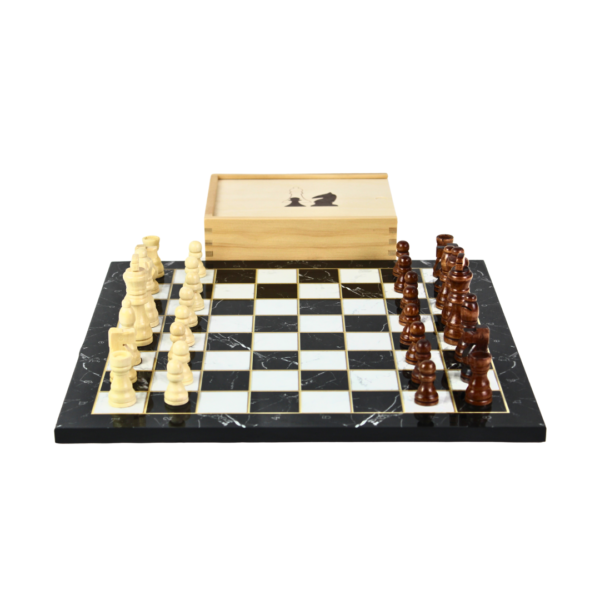 Schwarzes Marmor-Design Schachspiel 14 Zoll mit Aufbewahrungsbox