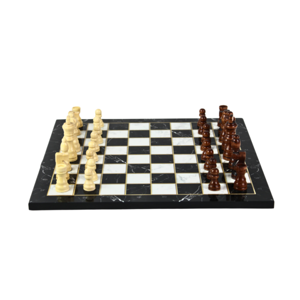 Schwarzes Marmor-Design Schachspiel 14 Zoll mit Aufbewahrungsbox - Image 2