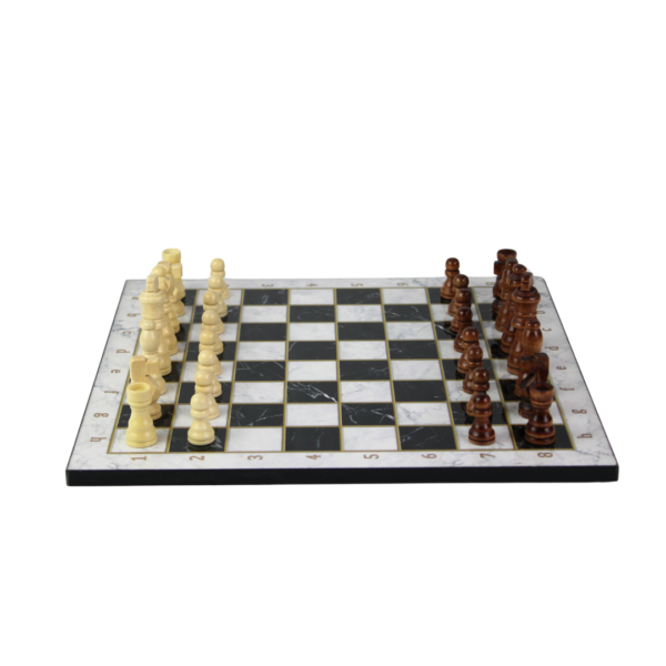 Schachset im weien Marmor-Design 14 Zoll mit Aufbewahrungsbox - Image 2