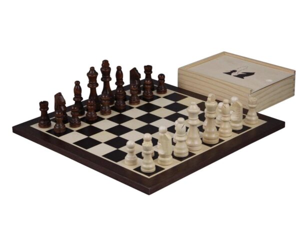 Wenge-Schachset mit Schachfiguren und Schachbox 14 Zoll