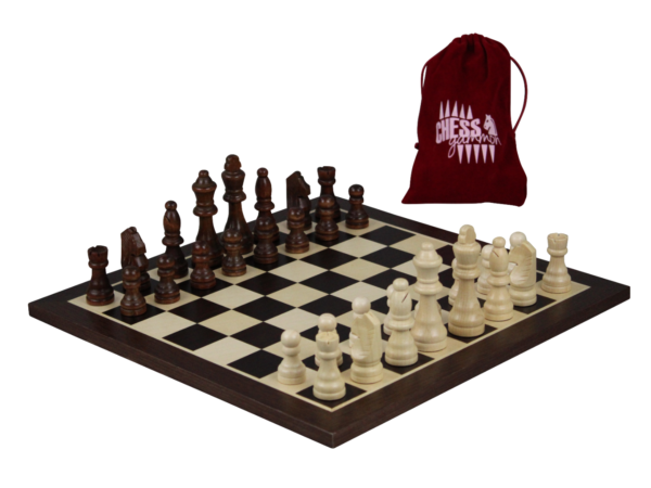 Wenge-Schachset mit Schachfiguren und Schachbeutel 14 Zoll