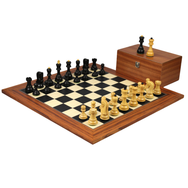 Palisander-Schachset 20 Zoll mit gewichteten ebonisierten Zagreb Staunton-Schachfiguren 3,75 Zoll