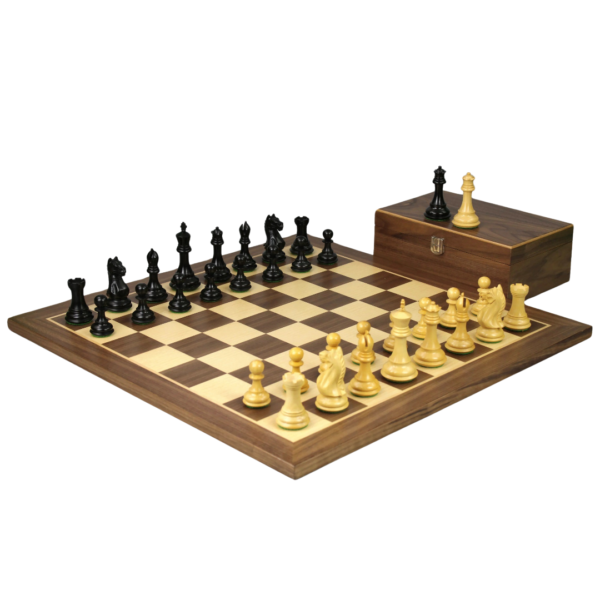 Walnuss Schachset 21 Zoll mit Gewichteten Ebonised Staunton Fierce Knight (Dame's Gambit) Figuren 3,75 Zoll