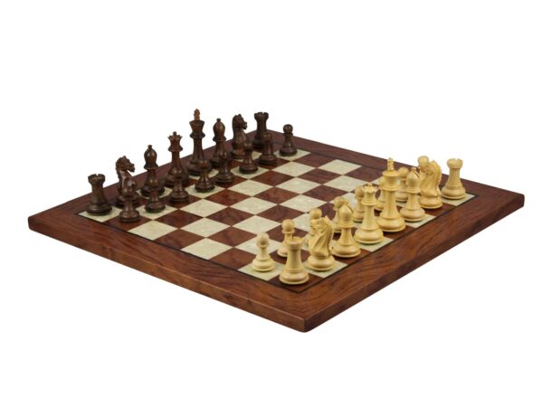 Rosenholz-Schachset 20 Zoll mit Helena Perlmutt-Flachschachbrett und gewichteten Sheesham-Furchtloser-Ritter-Staunton-Schachfiguren 3,75 Zoll - Image 2