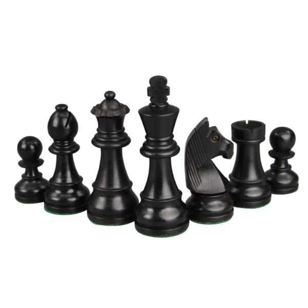 Ebony-Schachset 20 Zoll mit Helena-Flachschachbrett und gewichteten ebonisierten deutschen Staunton-Schachfiguren 3,75 Zoll - Image 8