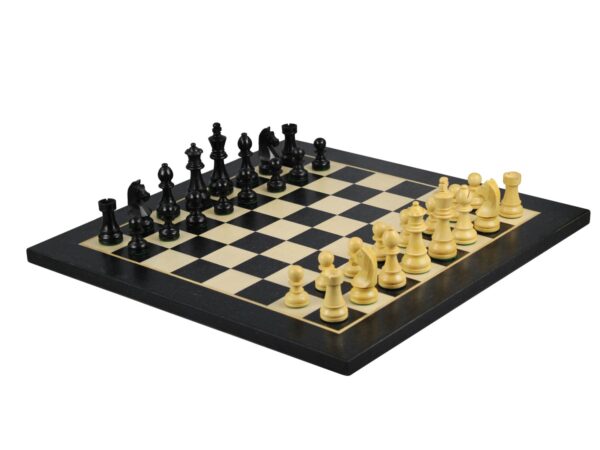 Ebony-Schachset 20 Zoll mit Helena-Flachschachbrett und gewichteten ebonisierten deutschen Staunton-Schachfiguren 3,75 Zoll - Image 2