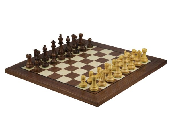 Walnuss-Schachset 20 Zoll mit Helena Flachem Schachbrett und Gewichteten Sheesham Franzosischen Ritter Staunton Schachfiguren 3,75 Zoll - Image 2