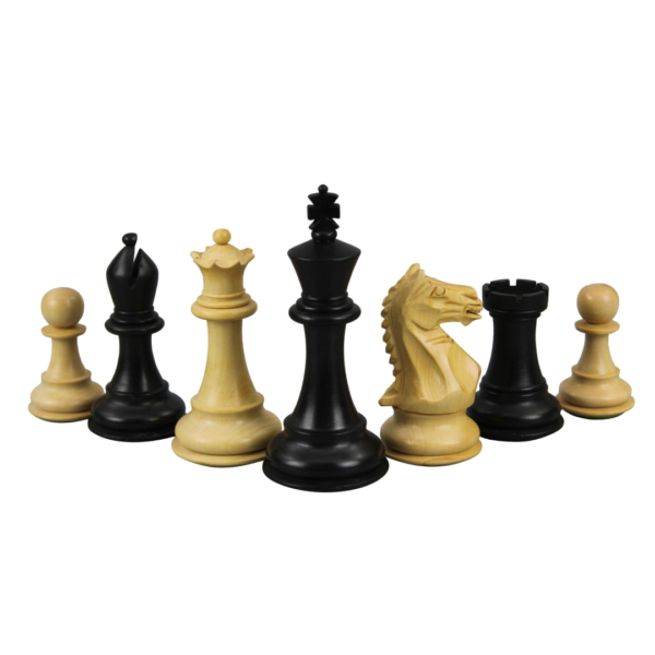 Ebony Schachspiel 20 Zoll mit Helena Flachschachbrett und gewichteten ebonisierten Fierce Knight (Queen's Gambit) Staunton Schachfiguren 3,75 Zoll - Image 6