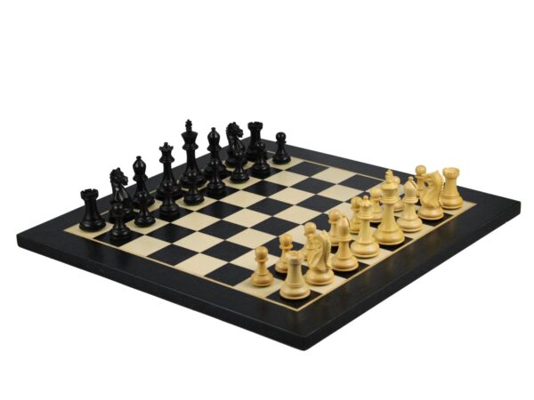 Ebony Schachspiel 20 Zoll mit Helena Flachschachbrett und gewichteten ebonisierten Fierce Knight (Queen's Gambit) Staunton Schachfiguren 3,75 Zoll - Image 2