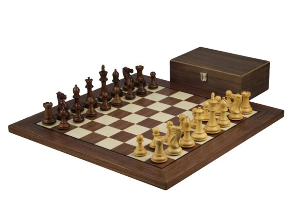 Walnuss-Schachset 20 Zoll mit Helena Flach-Schachbrett und Gewichtetem Sheesham Morphy Staunton Schachfiguren 3,75 Zoll